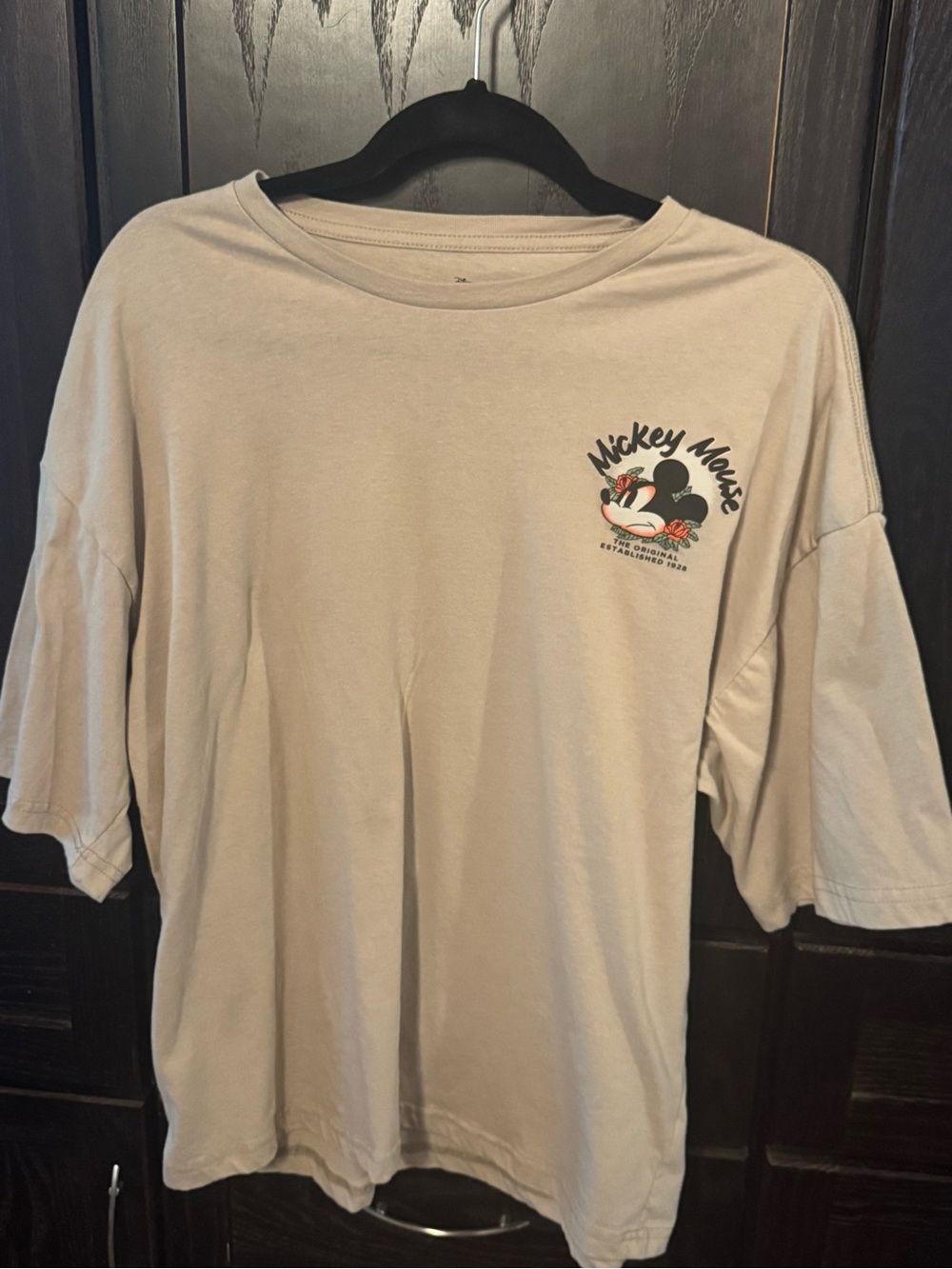 Disney Men's Beige Mickey Mouse Graphic Short Sleeve Tee